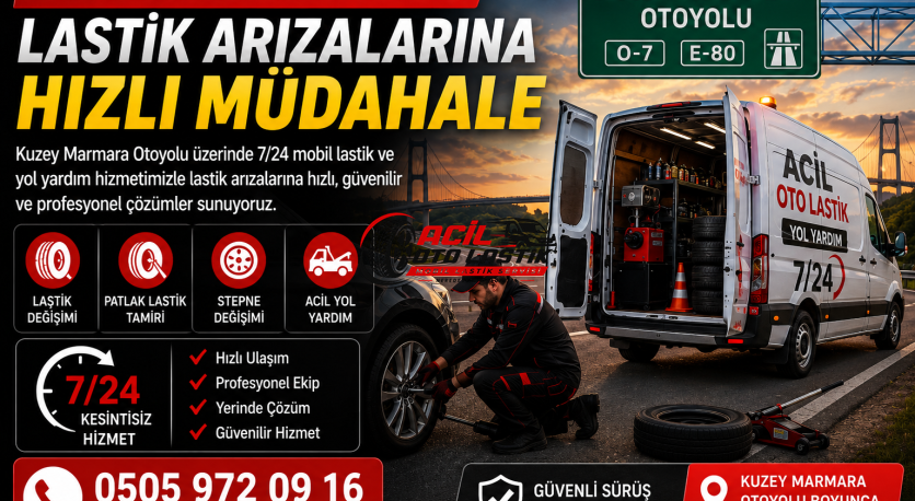 Kuzey Marmara Otoyolunda Lastik Arızalarına Hızlı Müdahale